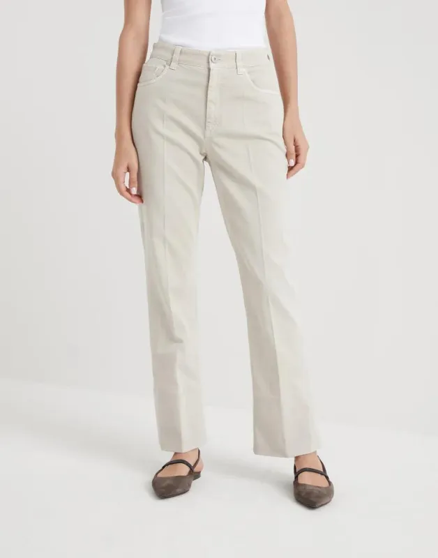 BRUNELLO CUCINELLI WOMEN'S IVORY STRAIGHT LEG TROUSERS made by Brunello Cucinelli