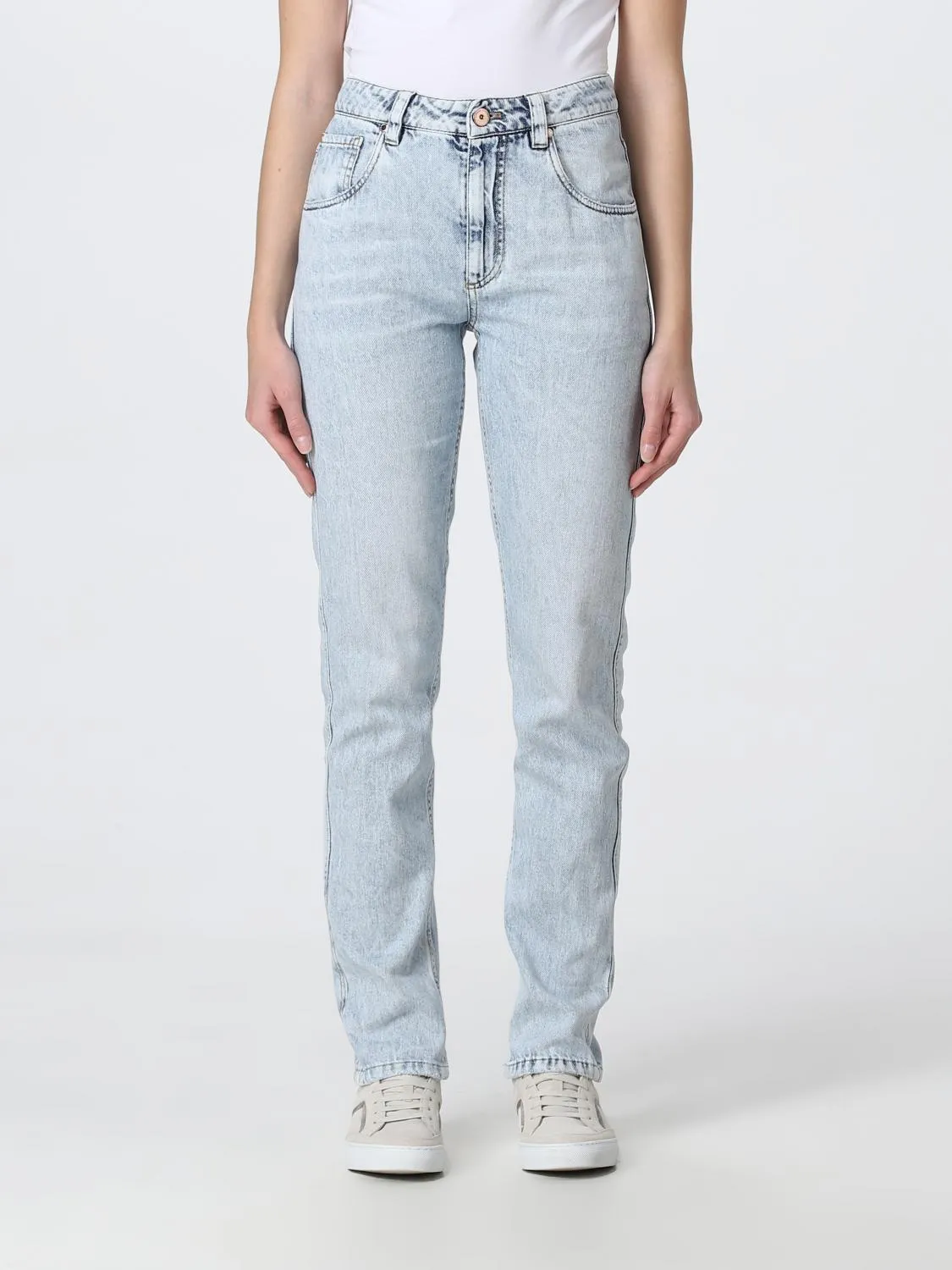 BRUNELLO CUCINELLI WOMEN'S LIGHT BLUE STRAIGHT TROUSERS sold by Lord & Taylor