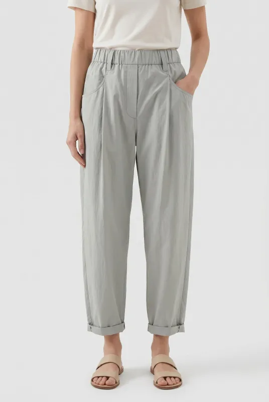 BRUNELLO CUCINELLI WOMEN'S LIGHT GREY RELAXED TROUSERS made by Brunello Cucinelli