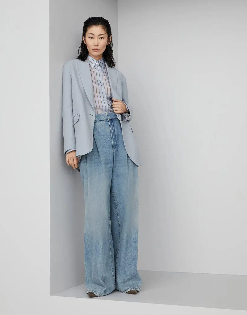BRUNELLO CUCINELLI WOMEN'S LIGHT BLUE WIDE LEG TROUSERS sold by Lord & Taylor product image thumbnail 3