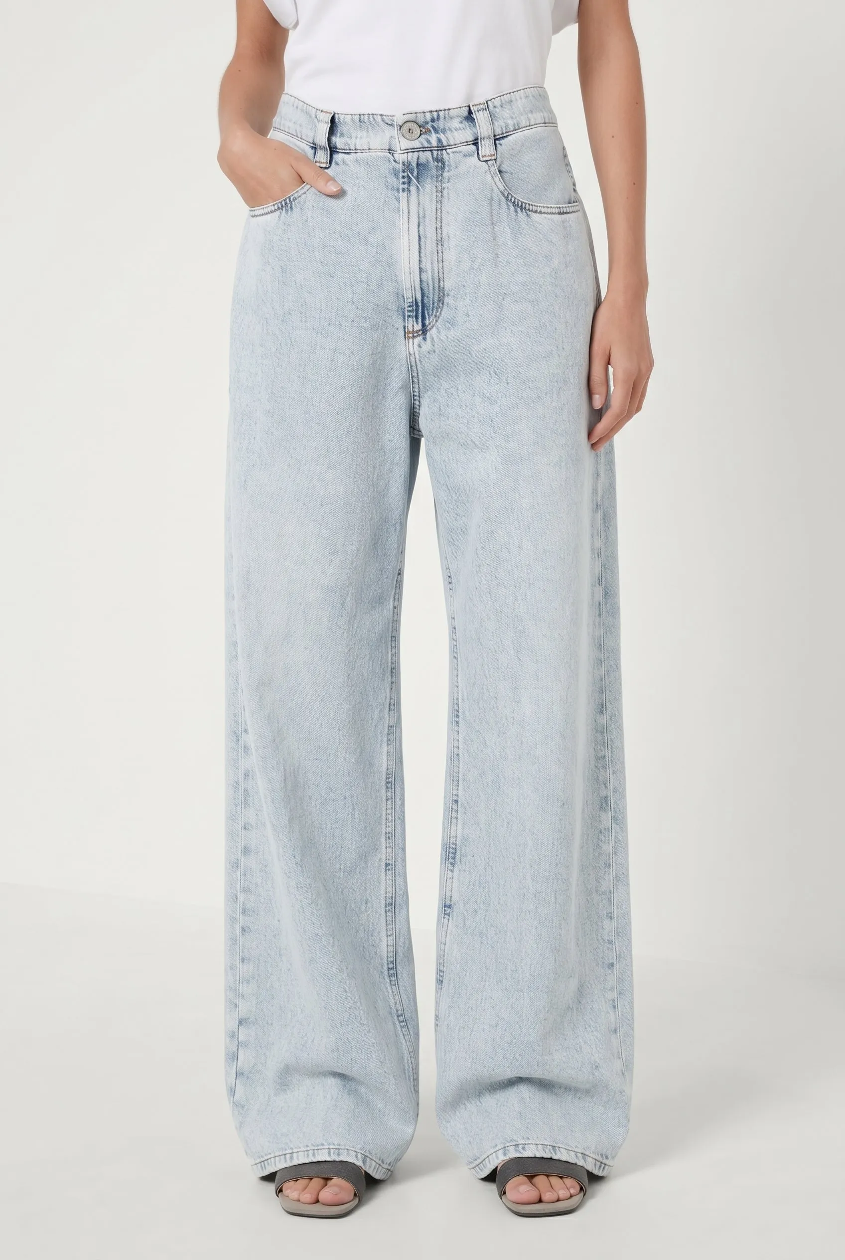 BRUNELLO CUCINELLI WOMEN'S LIGHT BLUE WIDE LEG TROUSERS sold by Lord & Taylor product image thumbnail 5