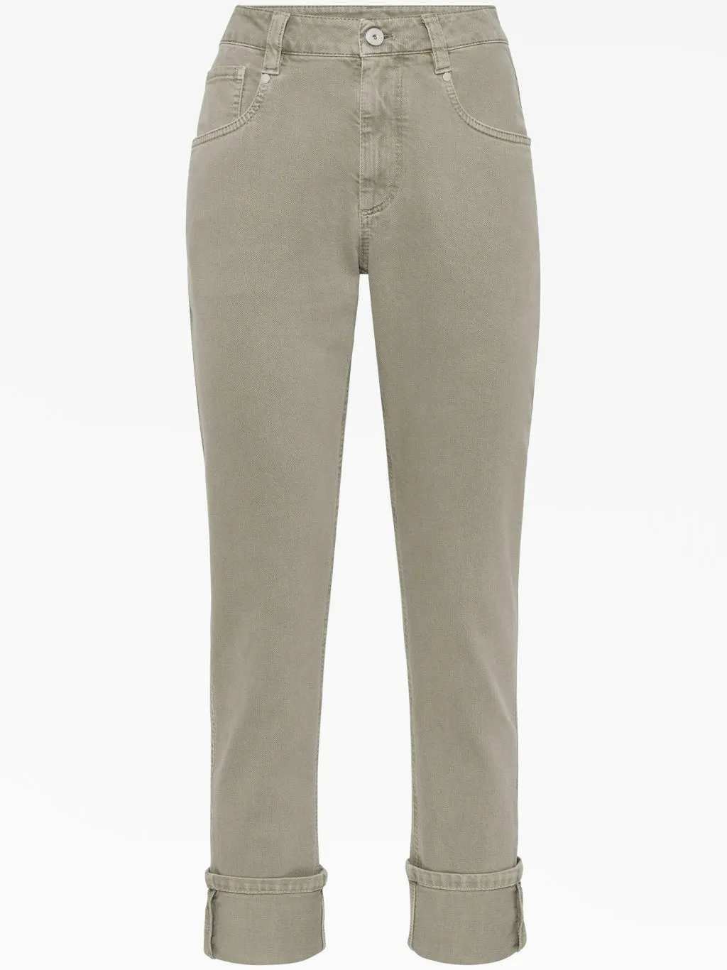 BRUNELLO CUCINELLI WOMEN'S GREEN SAFARI COTTON STRAIGHT TROUSERS WITH CUFFS sold by Lord & Taylor product image thumbnail 5