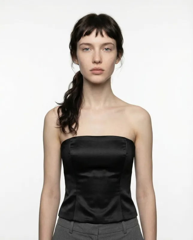 BRUNELLO CUCINELLI WOMEN'S BLACK STRAPLESS BUSTIER TOP made by Brunello Cucinelli