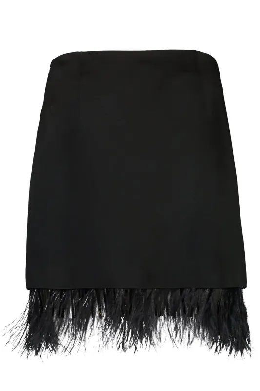 BRUNELLO CUCINELLI WOMEN'S BLACK FEATHER TRIM SKIRT made by Brunello Cucinelli
