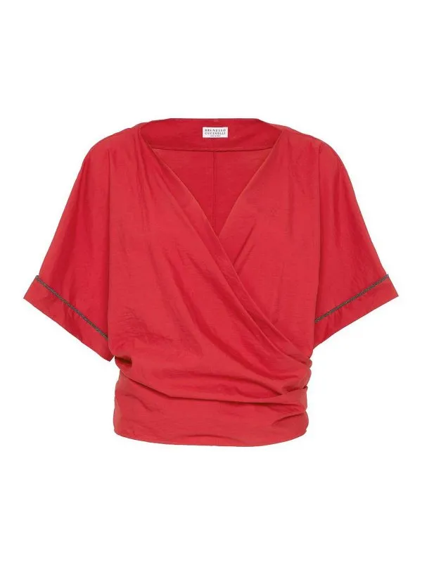 BRUNELLO CUCINELLI WOMEN'S RED WRAP COTTON SHIRT made by Brunello Cucinelli
