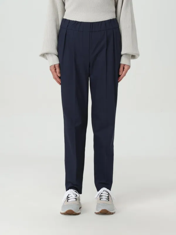 BRUNELLO CUCINELLI WOMEN'S DARK BLUE TAILORED TROUSERS made by Brunello Cucinelli