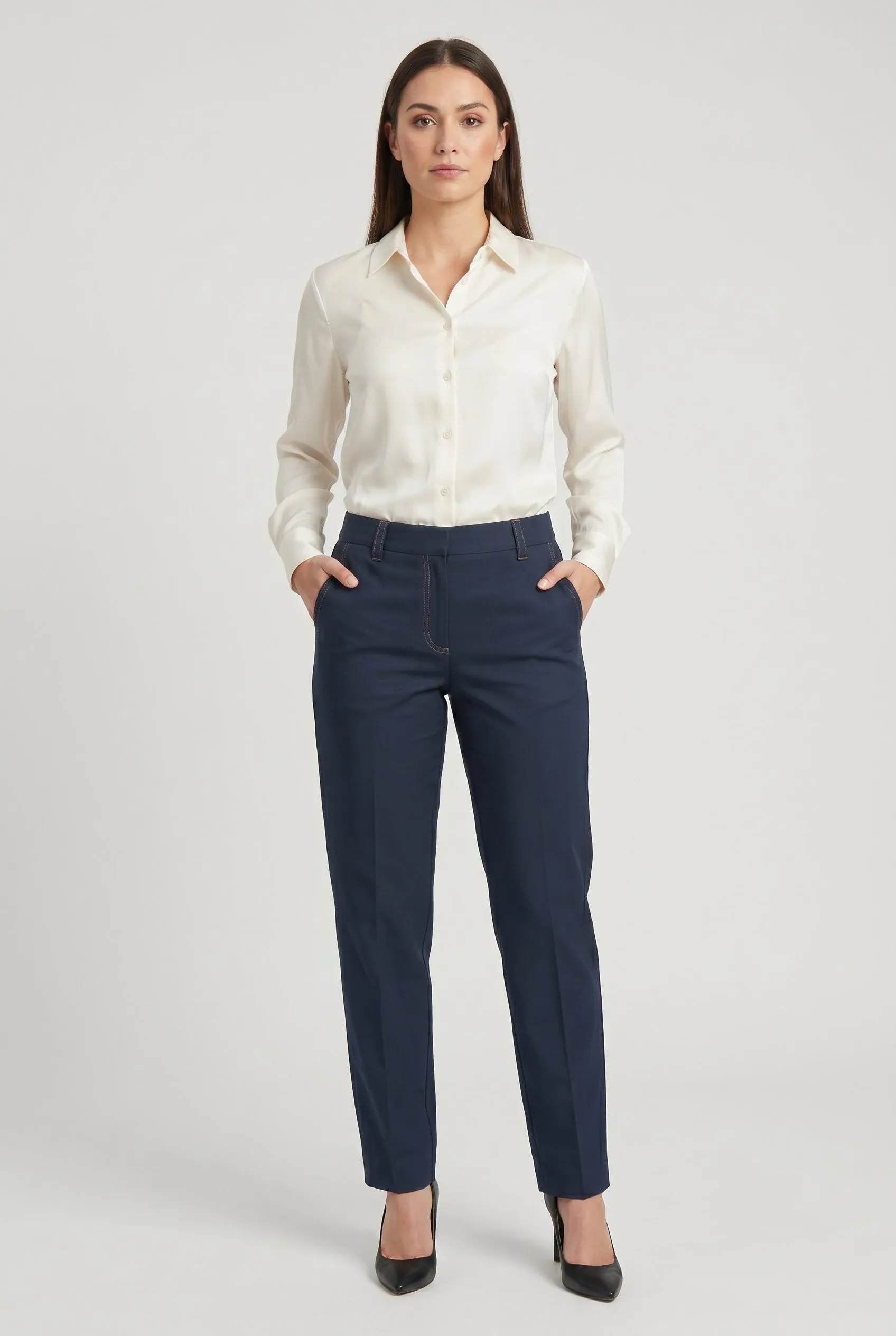 BRUNELLO CUCINELLI WOMEN'S DARK BLUE TAILORED TROUSERS sold by Lord & Taylor