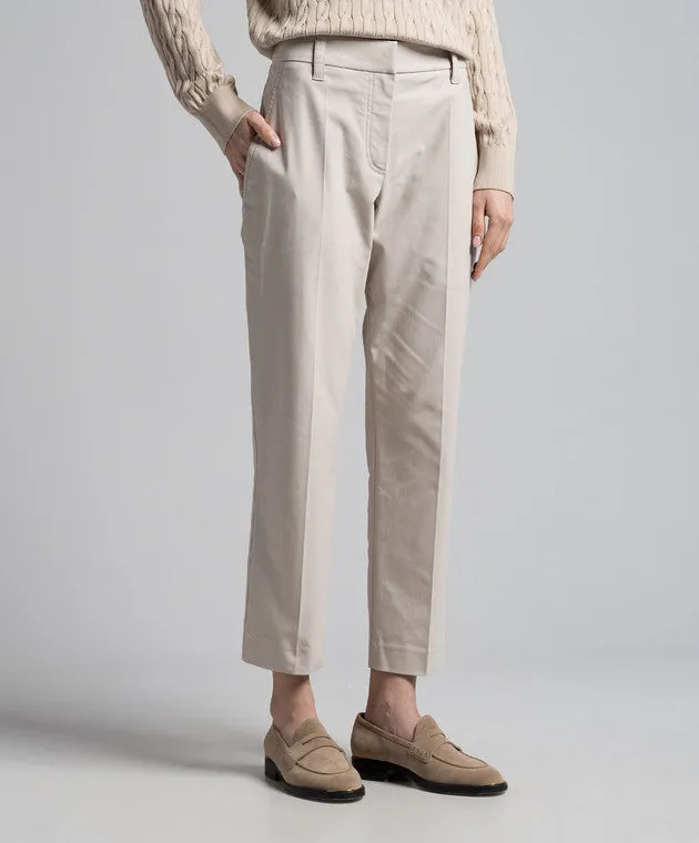 BRUNELLO CUCINELLI WOMEN'S LIGHT NEUTRAL SLIM COTTON TROUSERS WITH FRONT CREASE sold by Lord & Taylor product image thumbnail 3