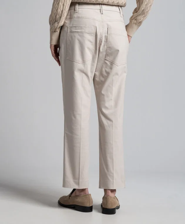 BRUNELLO CUCINELLI WOMEN'S LIGHT NEUTRAL SLIM COTTON TROUSERS WITH FRONT CREASE sold by Lord & Taylor product image thumbnail 4
