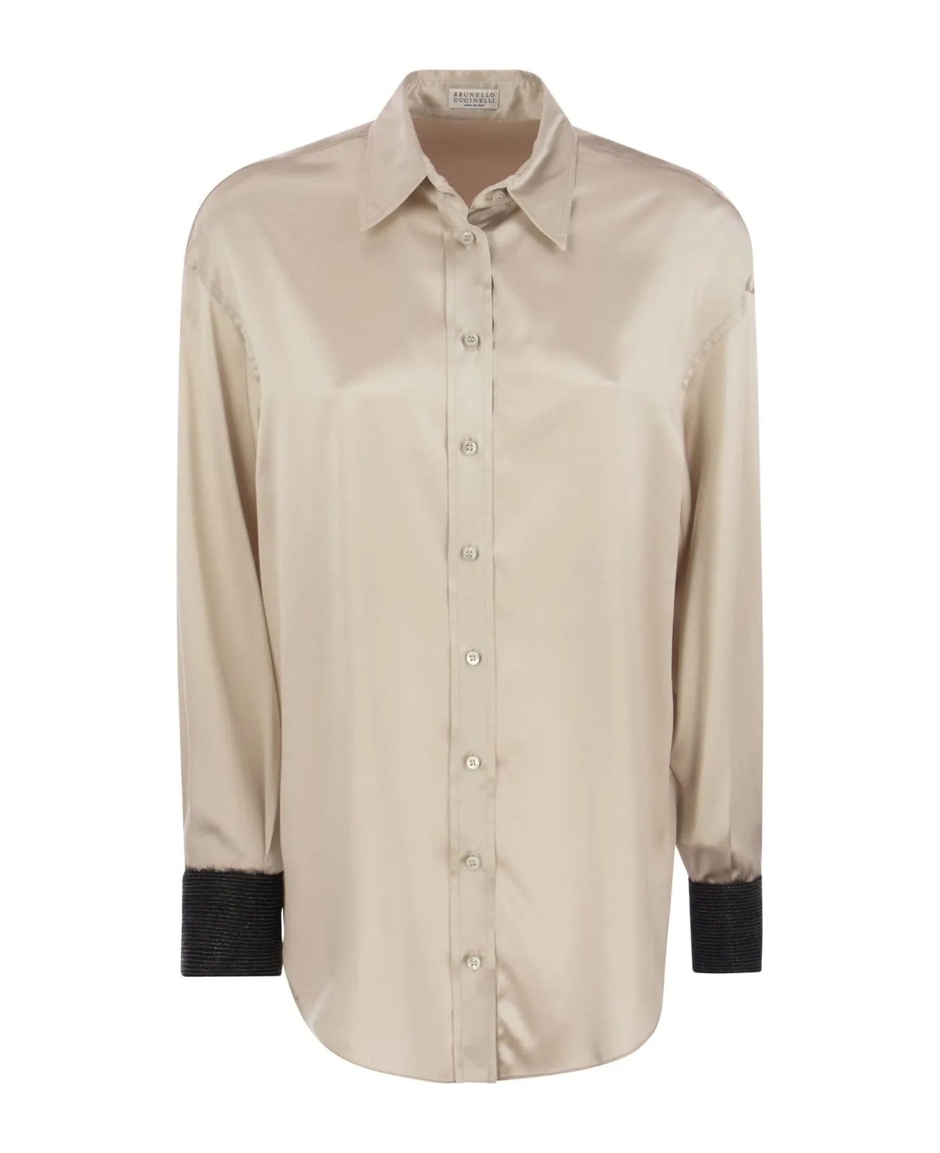 BRUNELLO CUCINELLI WOMEN'S BEIGE SILK CONTRAST SHIRT sold by Lord & Taylor