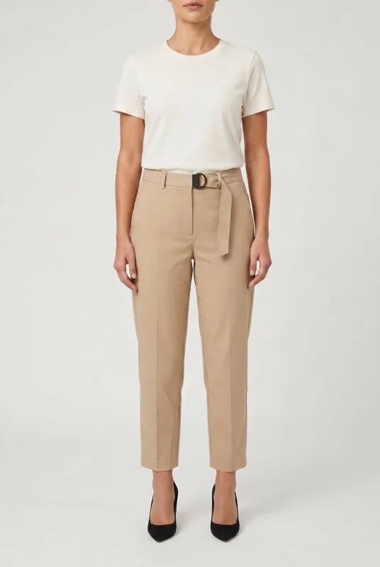 BRUNELLO CUCINELLI WOMEN'S BEIGE TAILORED STRAIGHT TROUSERS made by Brunello Cucinelli