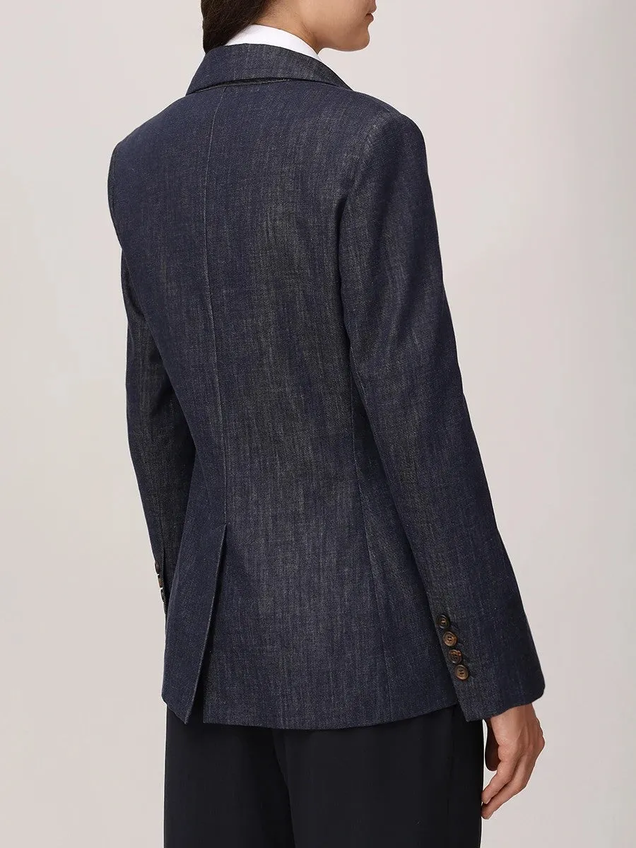 BRUNELLO CUCINELLI WOMEN'S DARK BLUE DOUBLE BREASTED BLAZER sold by Lord & Taylor product image thumbnail 3