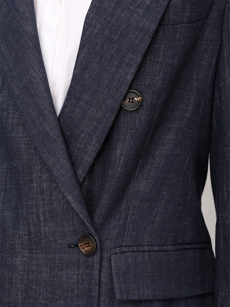 BRUNELLO CUCINELLI WOMEN'S DARK BLUE DOUBLE BREASTED BLAZER sold by Lord & Taylor product image thumbnail 4