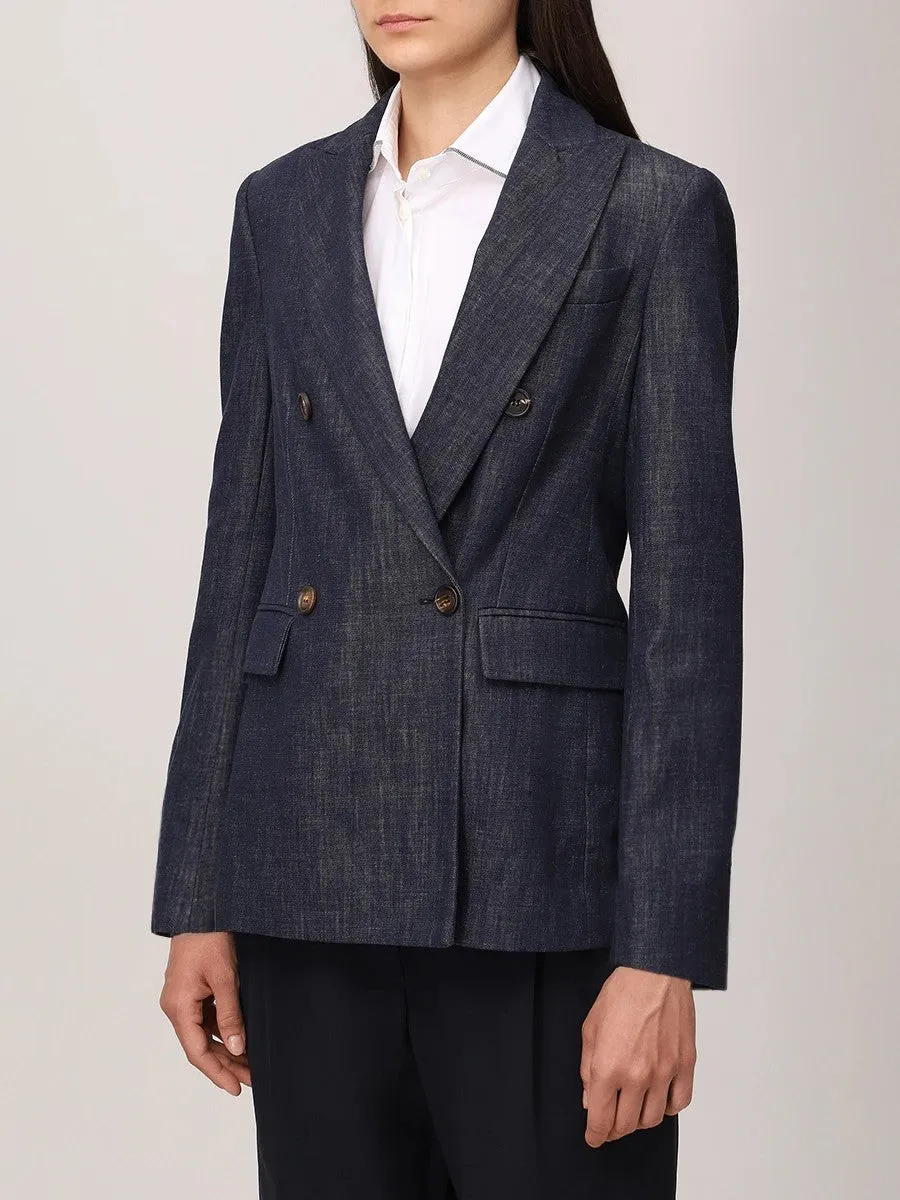 BRUNELLO CUCINELLI WOMEN'S DARK BLUE DOUBLE BREASTED BLAZER sold by Lord & Taylor product image thumbnail 2