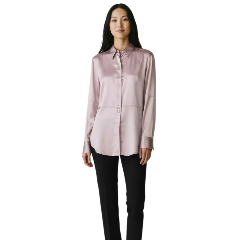 BRUNELLO CUCINELLI WOMEN'S MAUVE SILK BLEND SHIRT made by Brunello Cucinelli