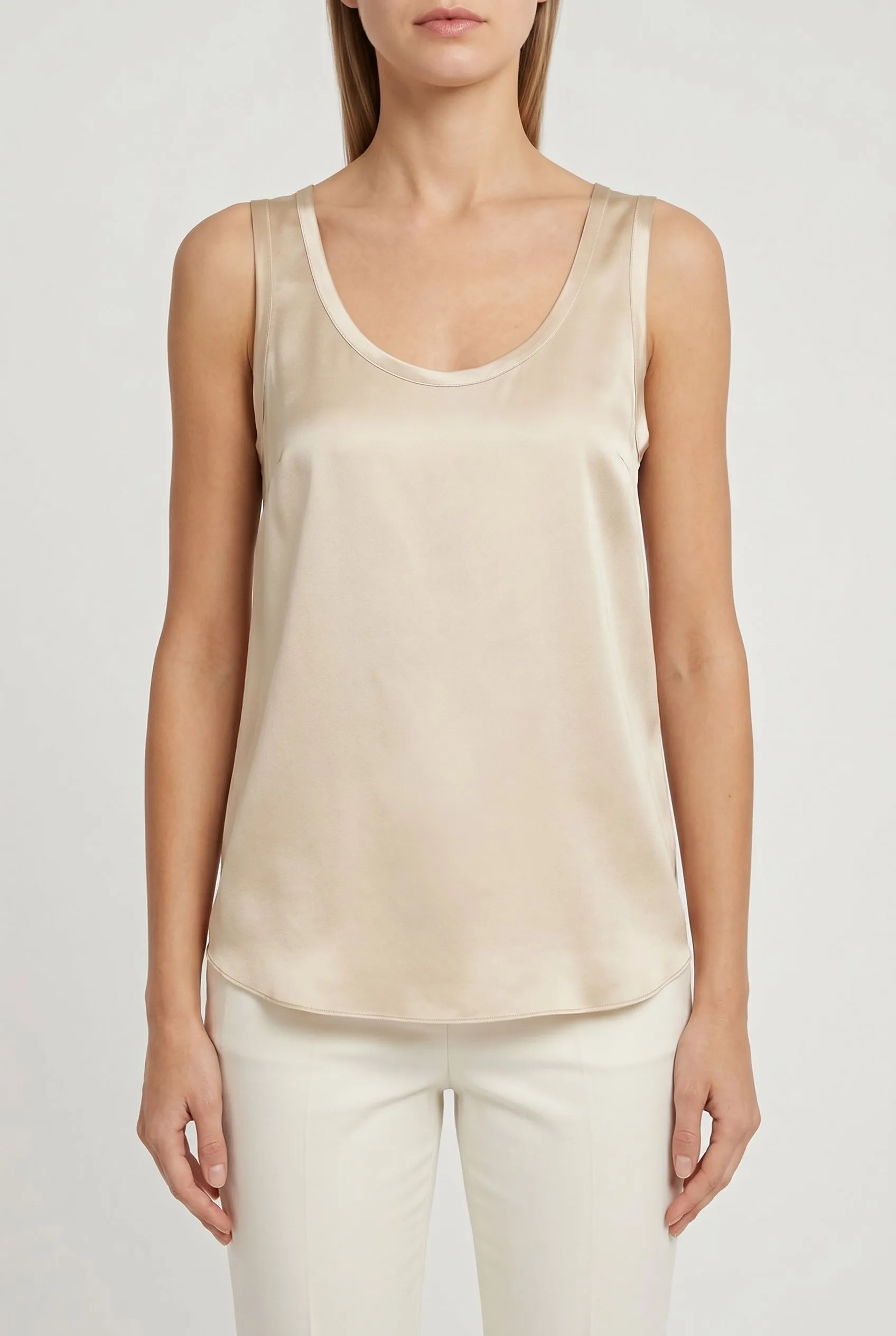 BRUNELLO CUCINELLI WOMEN'S LIGHT GOLD SILK TANK TOP sold by Lord & Taylor