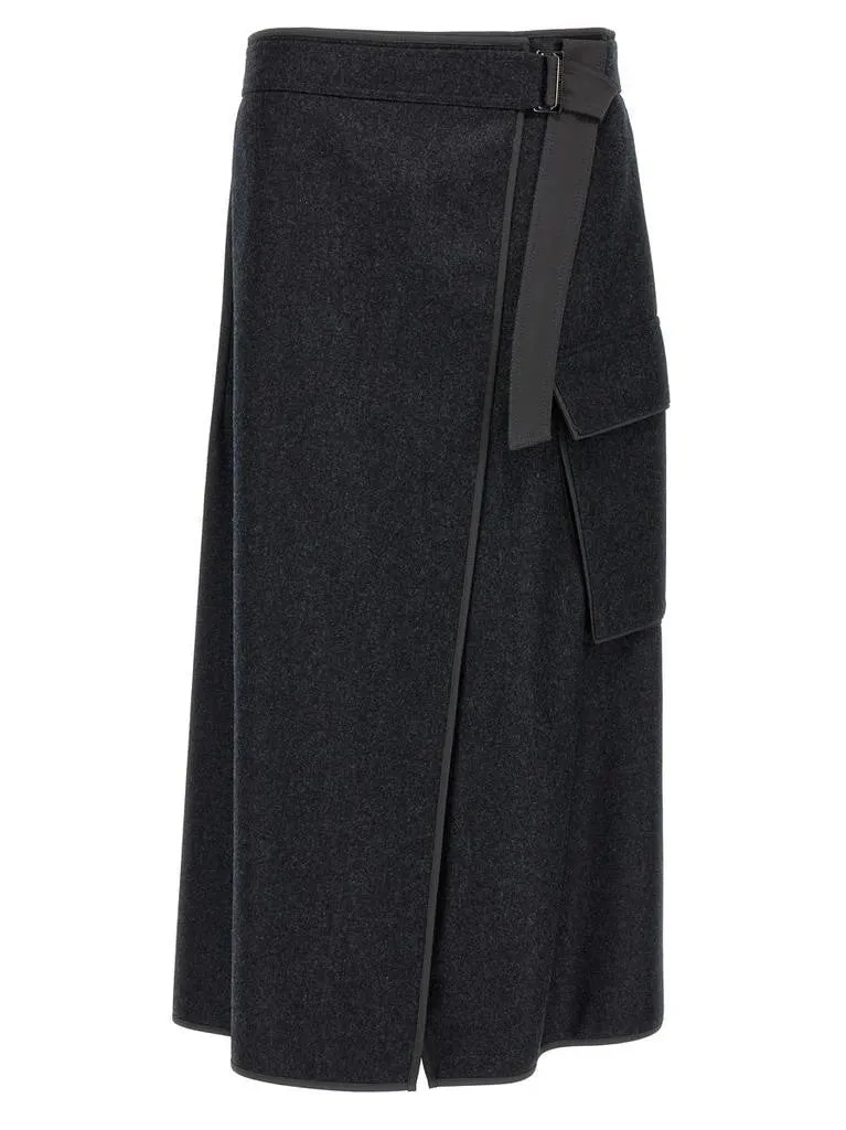 BRUNELLO CUCINELLI WOMEN'S CHARCOAL WOOL WRAP SKIRT sold by Lord & Taylor product image thumbnail 5