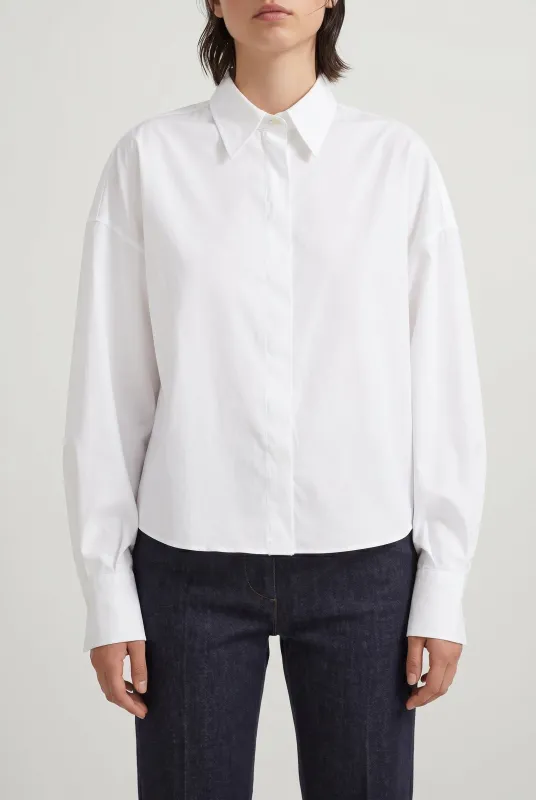 BRUNELLO CUCINELLI WOMEN'S WHITE OVERSIZED COTTON SHIRT made by Brunello Cucinelli