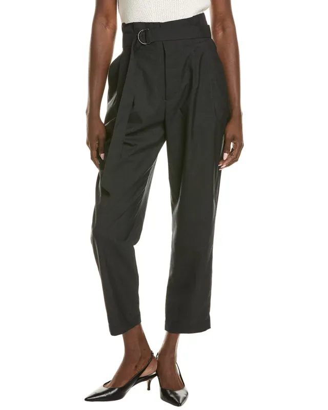 BRUNELLO CUCINELLI WOMEN'S DARK GREY WOOL TAPERED TROUSERS made by Brunello Cucinelli