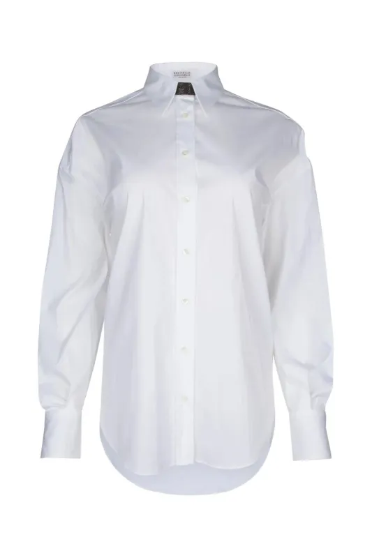 BRUNELLO CUCINELLI WOMEN'S WHITE OVERSIZED COTTON SHIRT made by Brunello Cucinelli
