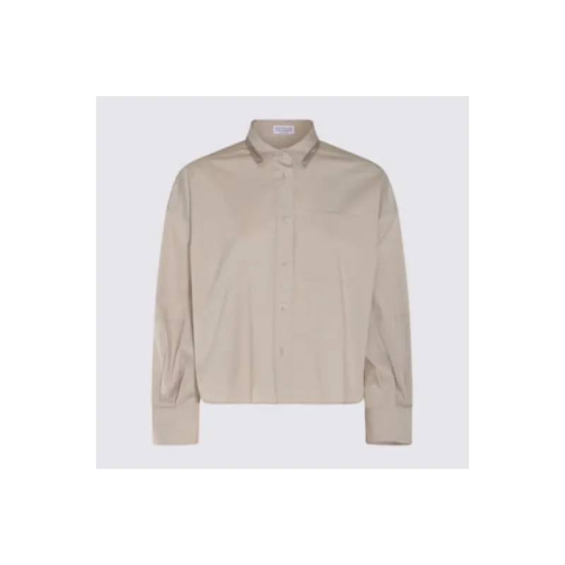 BRUNELLO CUCINELLI WOMEN'S BEIGE RELAXED FIT SHIRT made by Brunello Cucinelli