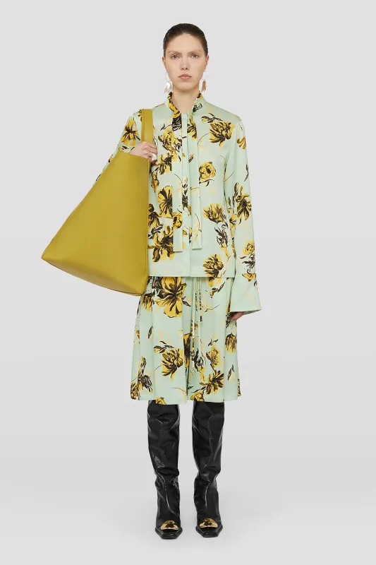 JIL SANDER WOMEN'S MINT GREEN FLORAL WIDE-LEG TROUSERS made by Jil Sander