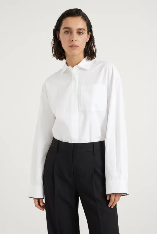BRUNELLO CUCINELLI WOMEN'S WHITE OVERSIZED COTTON SHIRT made by Brunello Cucinelli
