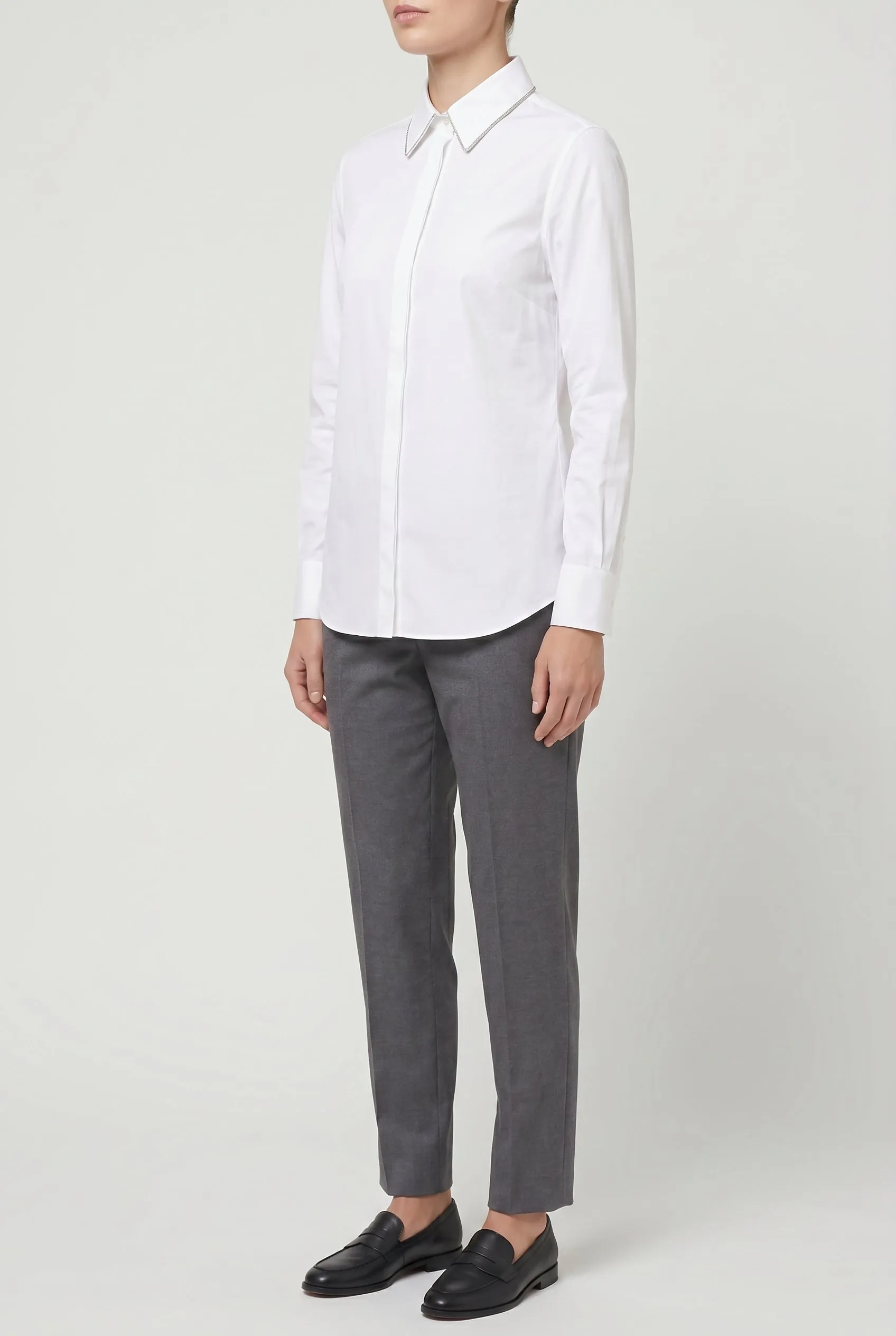 BRUNELLO CUCINELLI WOMEN'S WHITE COTTON BLEND SHIRT sold by Lord & Taylor product image thumbnail 3