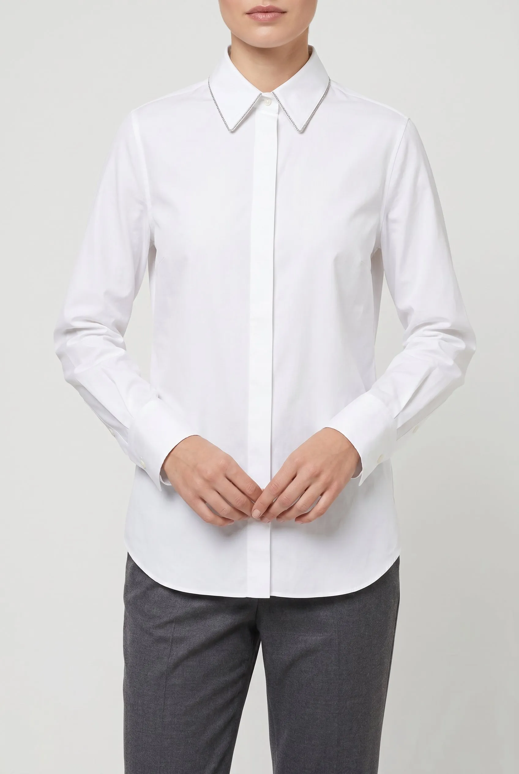 BRUNELLO CUCINELLI WOMEN'S WHITE COTTON BLEND SHIRT sold by Lord & Taylor