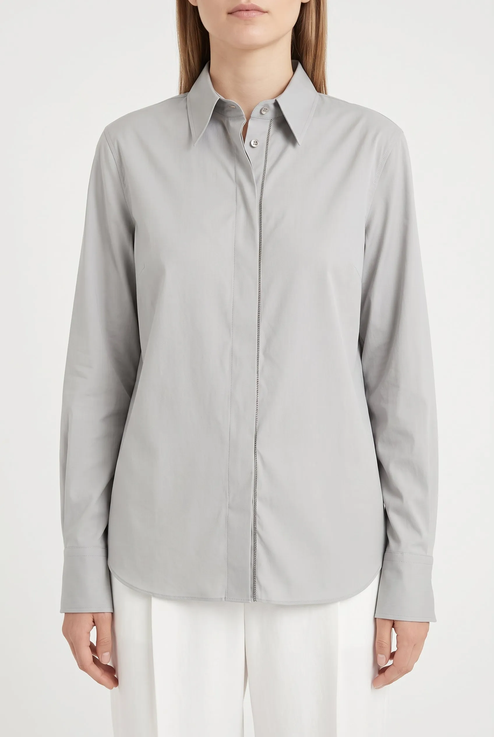 BRUNELLO CUCINELLI WOMEN'S LIGHT GREY CLASSIC SHIRT sold by Lord & Taylor product image thumbnail 3
