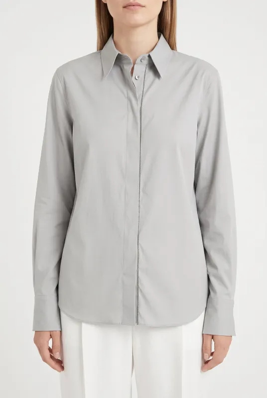 BRUNELLO CUCINELLI WOMEN'S LIGHT GREY CLASSIC SHIRT made by Brunello Cucinelli