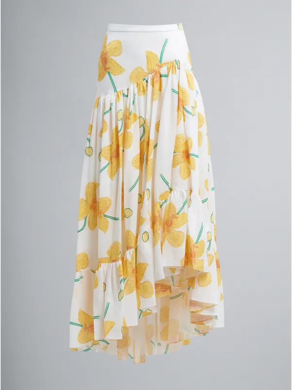 MARNI WOMEN'S FLORAL ASYMMETRIC RUFFLED SKIRT made by Marni