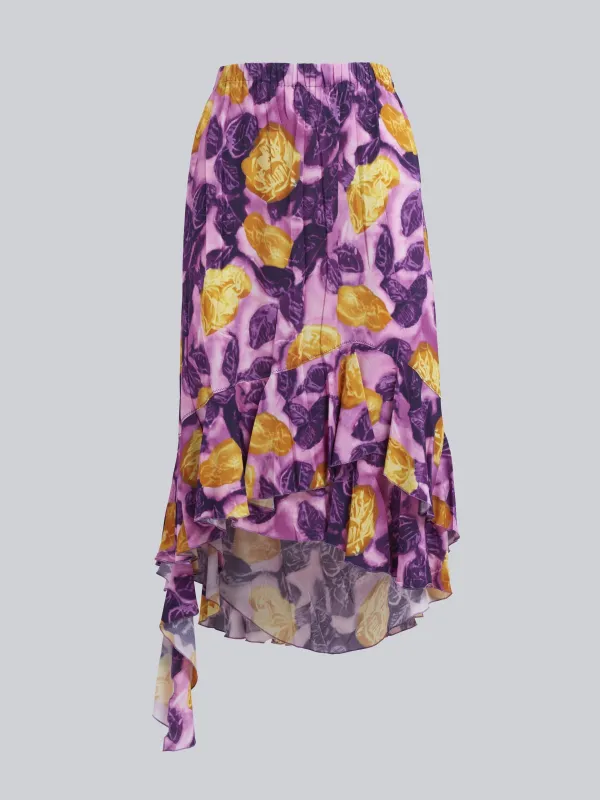 MARNI WOMEN'S FLORAL ASYMMETRIC RUFFLED SKIRT made by Marni