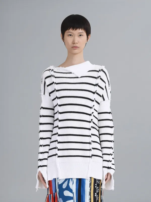 MARNI WOMEN'S WHITE BLACK STRIPED SWEATER made by Marni