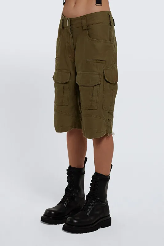 GIVENCHY WOMEN'S OLIVE GREEN CARGO BERMUDA SHORTS made by Givenchy