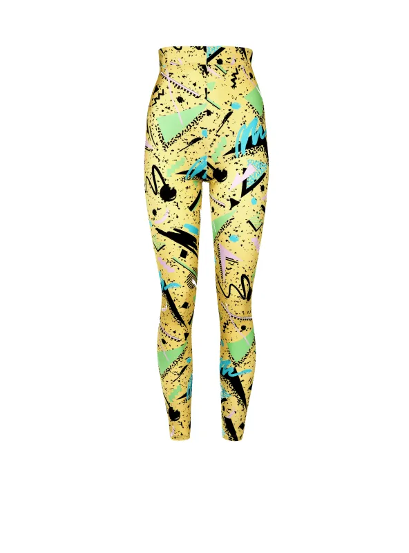 BALMAIN WOMEN'S YELLOW MULTICOLOR PATTERNED LEGGINGS made by Balmain