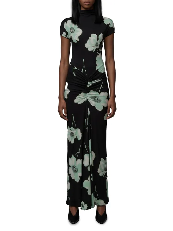 Draped maxi dress with print made by Alaia