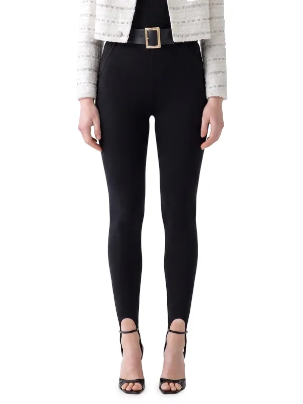 Black knit stirrup leggins made by Self-Portrait
