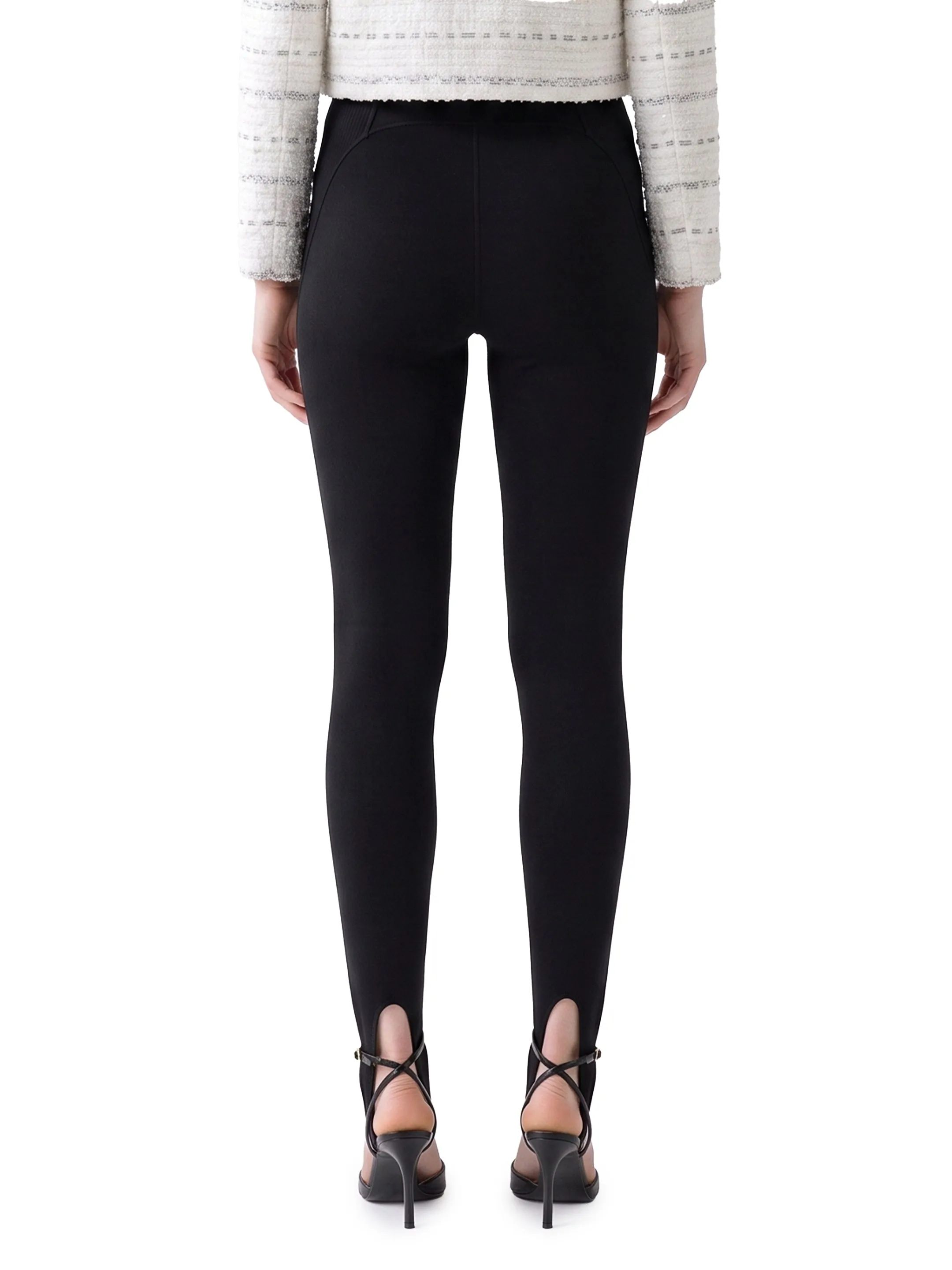 Black knit stirrup leggins sold by Lord & Taylor product image thumbnail 3