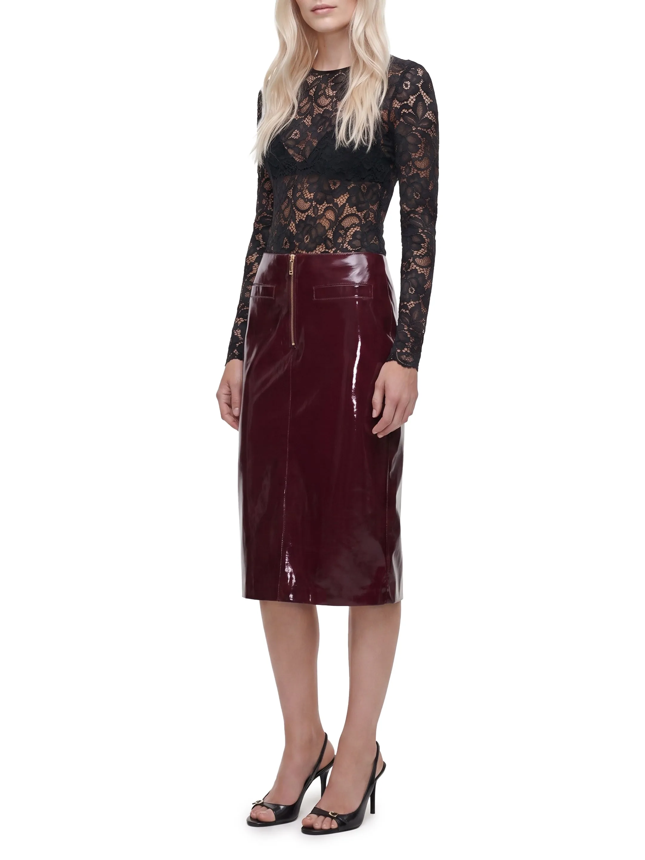 Purple faux leather skirt sold by Lord & Taylor product image thumbnail 2