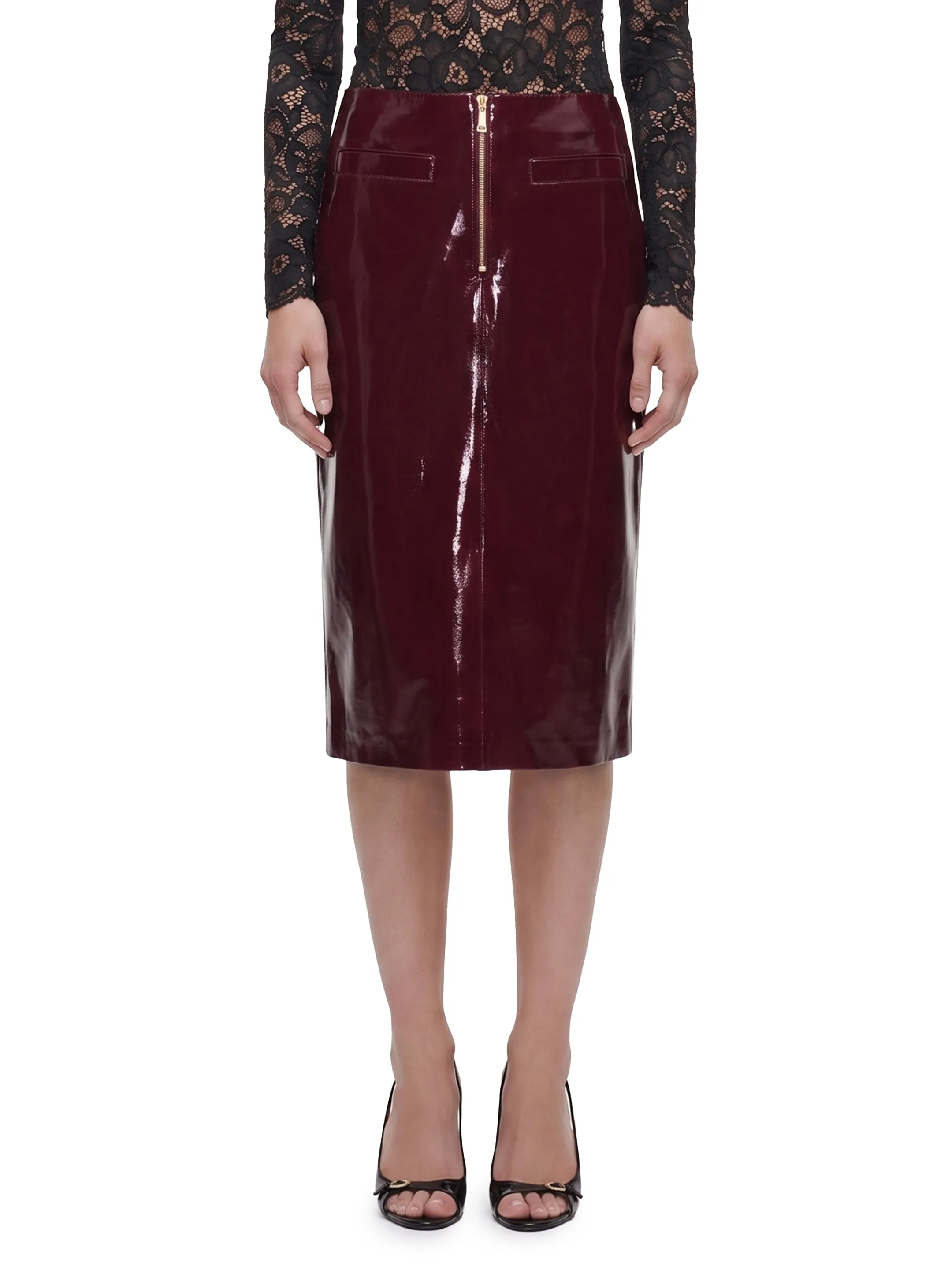 Purple faux leather skirt sold by Lord & Taylor
