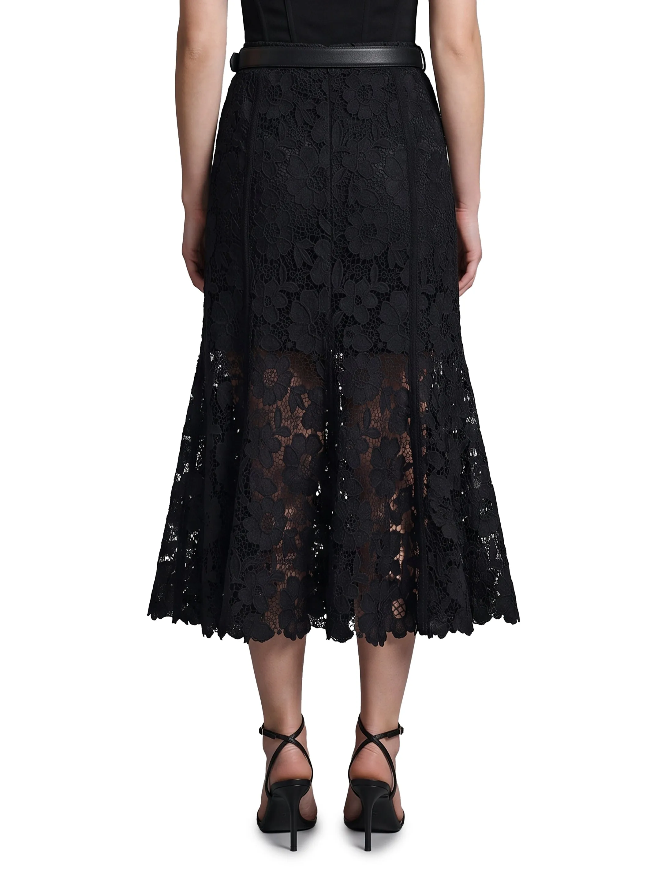 Black lace midi skirt sold by Lord & Taylor product image thumbnail 3
