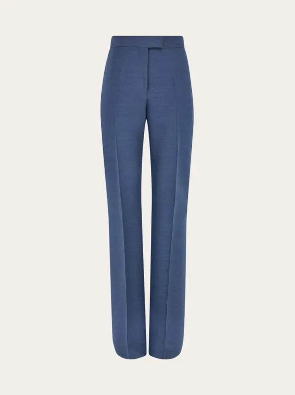 FERRAGAMO WOMEN'S BLUE WOOL BLEND TROUSERS made by Salvatore Ferragamo