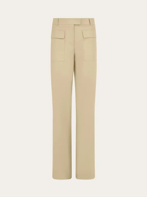 FERRAGAMO WOMEN'S BEIGE STRAIGHT COTTON TROUSERS made by Salvatore Ferragamo