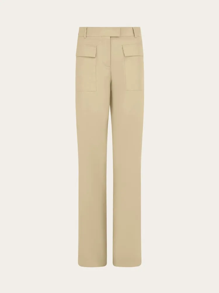 FERRAGAMO WOMEN'S BEIGE STRAIGHT COTTON TROUSERS sold by Lord & Taylor