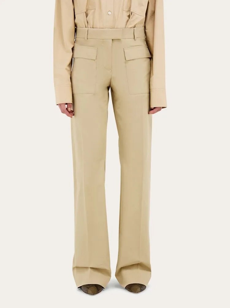 FERRAGAMO WOMEN'S BEIGE STRAIGHT COTTON TROUSERS sold by Lord & Taylor product image thumbnail 2