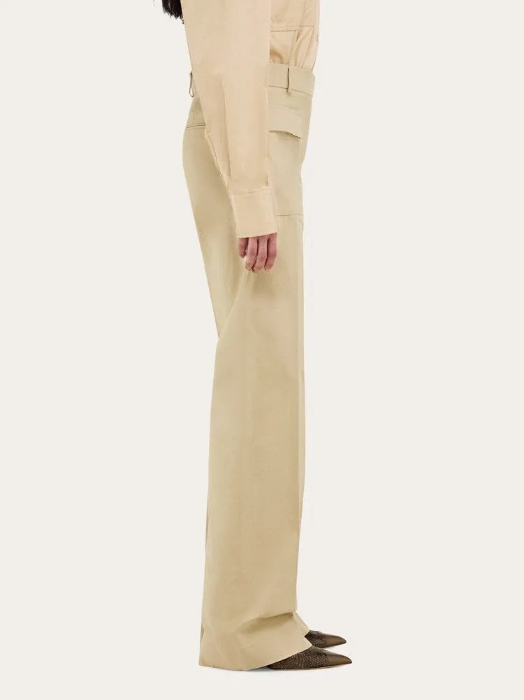 FERRAGAMO WOMEN'S BEIGE STRAIGHT COTTON TROUSERS sold by Lord & Taylor product image thumbnail 3