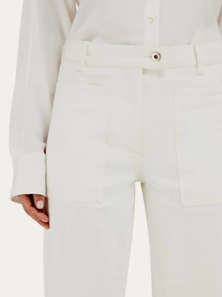 FERRAGAMO WOMEN'S OFF WHITE FLARED COTTON TROUSERS sold by Lord & Taylor product image thumbnail 5