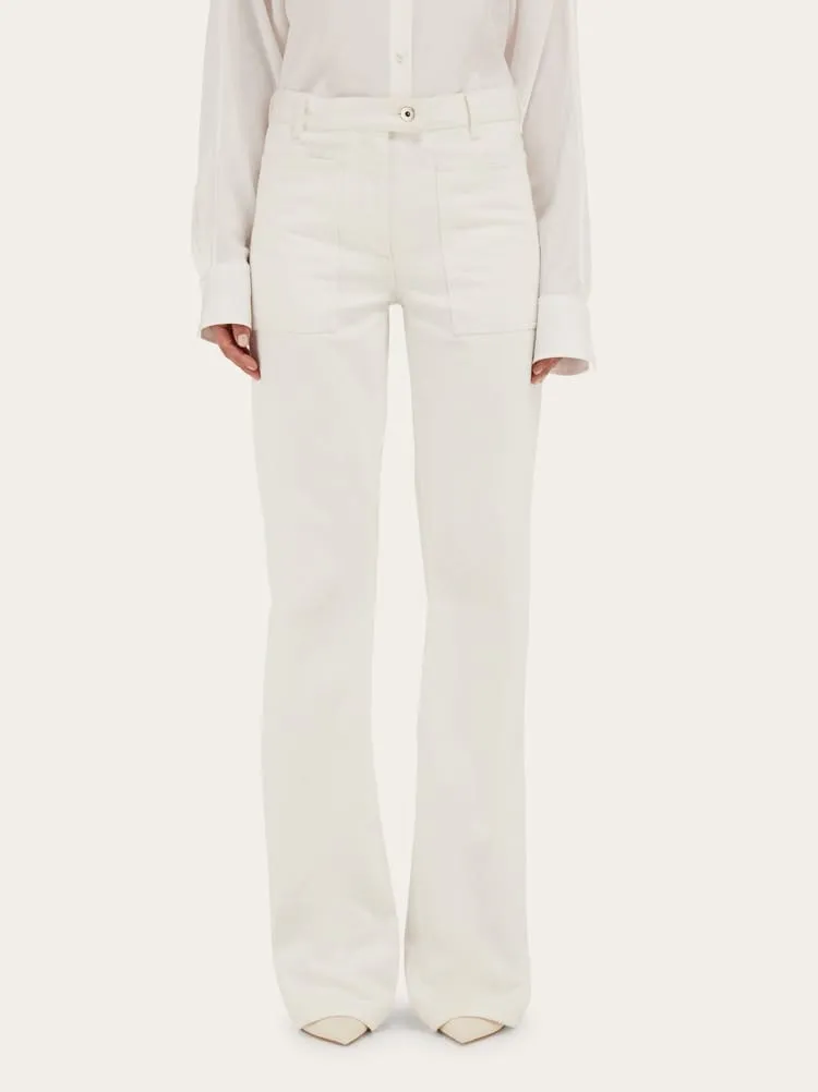 FERRAGAMO WOMEN'S OFF WHITE FLARED COTTON TROUSERS sold by Lord & Taylor product image thumbnail 2