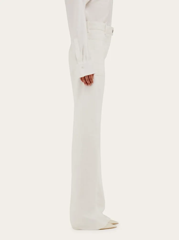 FERRAGAMO WOMEN'S OFF WHITE FLARED COTTON TROUSERS sold by Lord & Taylor product image thumbnail 3